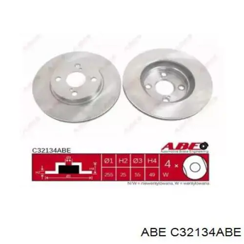 Disco de freno delantero ABE C32134ABE