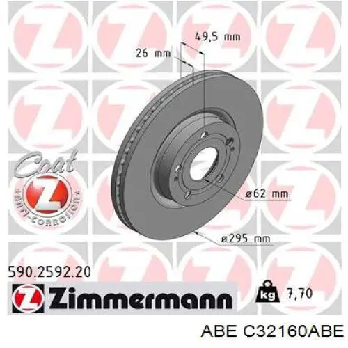 C32160ABE ABE freno de disco delantero