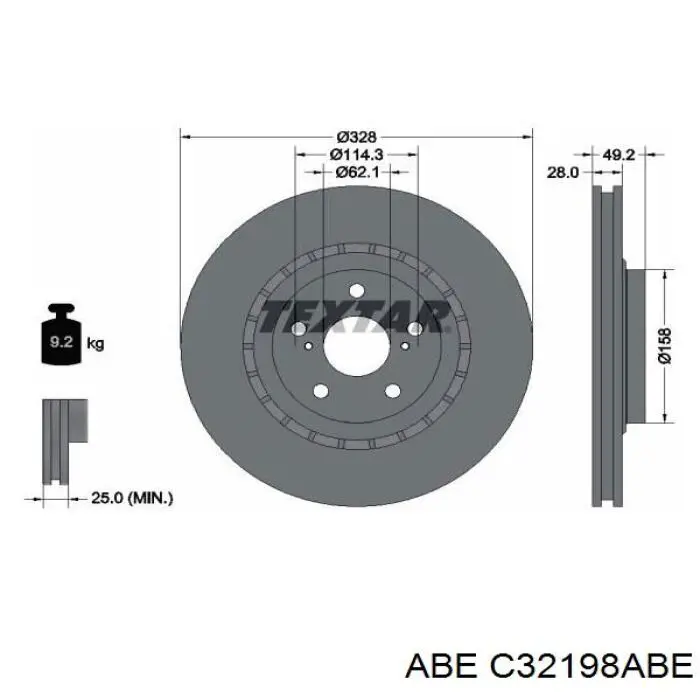 C32198ABE ABE disco de freno delantero