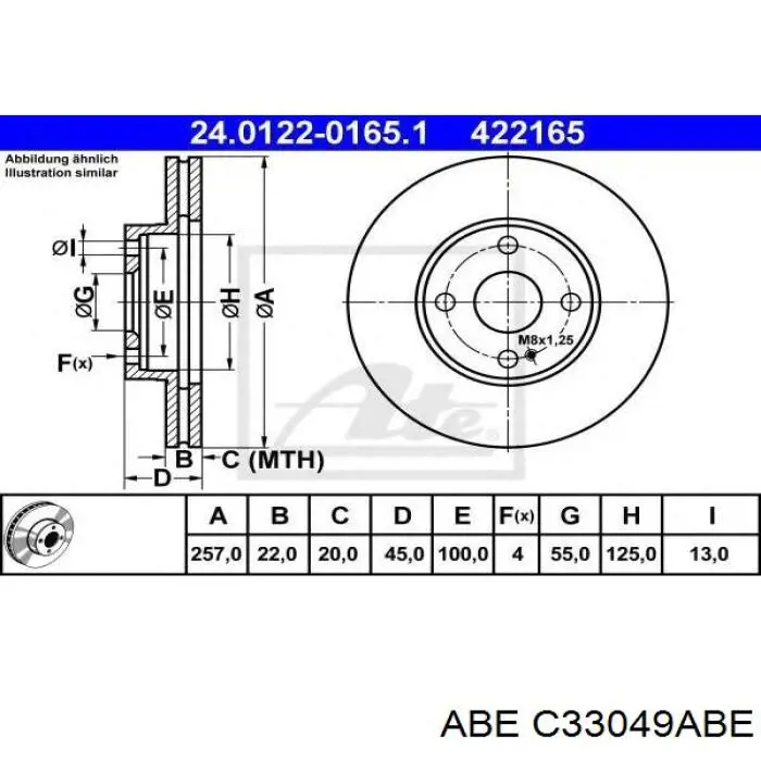 C33049ABE ABE disco de freno delantero