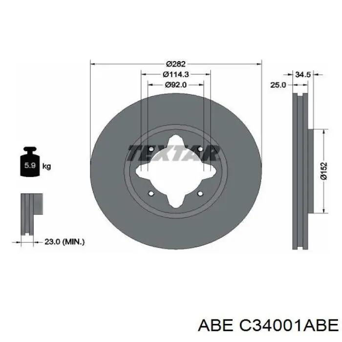 C34001ABE ABE freno de disco delantero