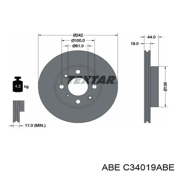 C34019ABE ABE disco de freno delantero
