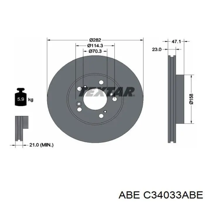 C34033ABE ABE disco de freno delantero