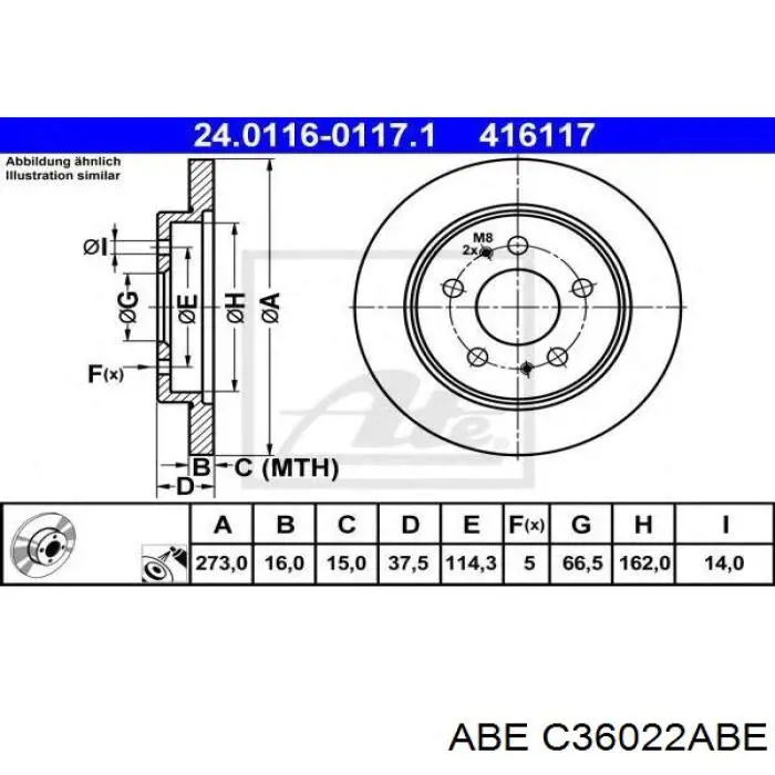 C36022ABE ABE disco de freno delantero