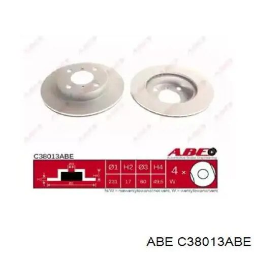 C38013ABE ABE freno de disco delantero