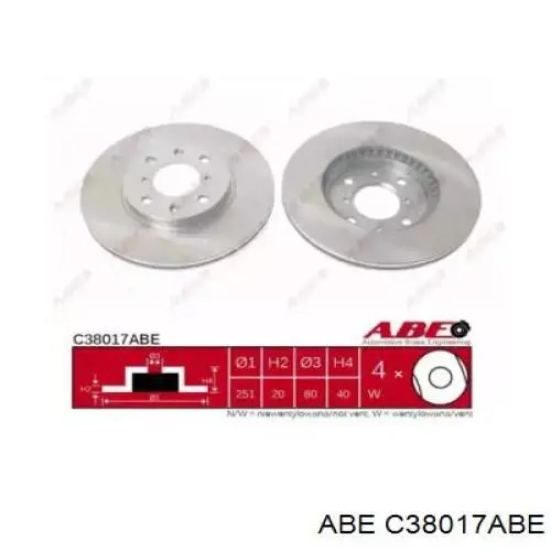 C38017ABE ABE freno de disco delantero