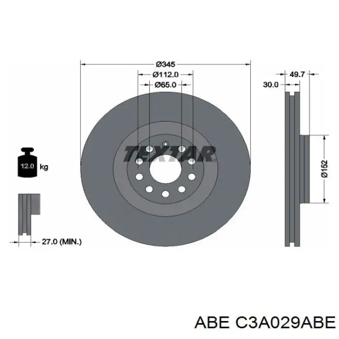 C3A029ABE ABE freno de disco delantero