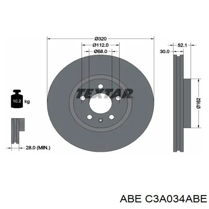 Comprar C3A034ABE ABE Freno de disco delantero