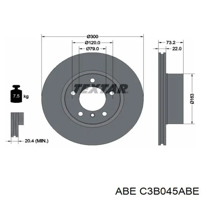 C3B045ABE ABE freno de disco delantero