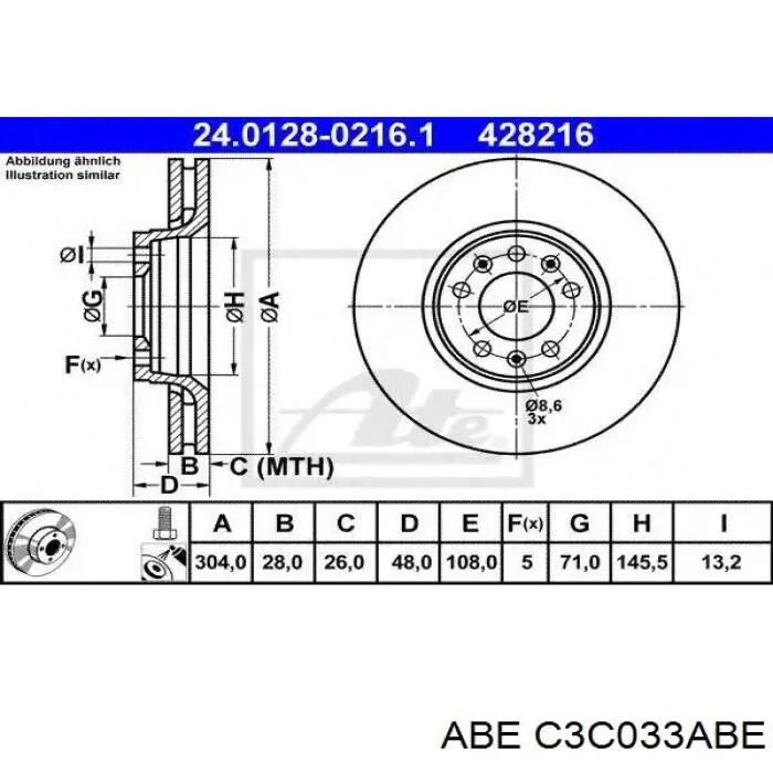 Disco de freno delantero ABE C3C033ABE