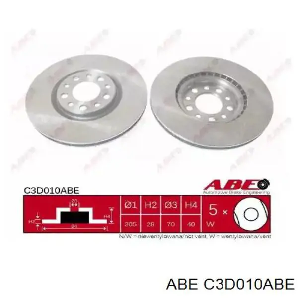 C3D010ABE ABE disco de freno delantero