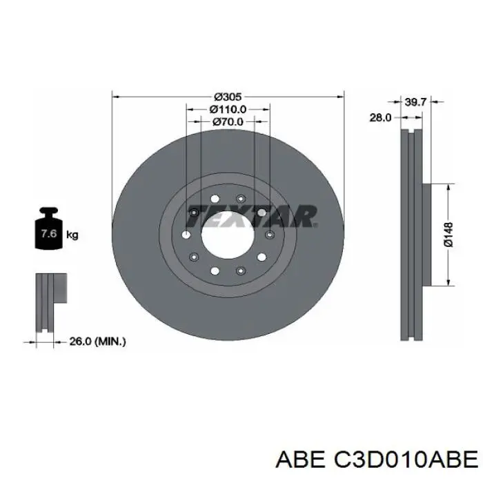Disco de freno C3D010ABE ABE