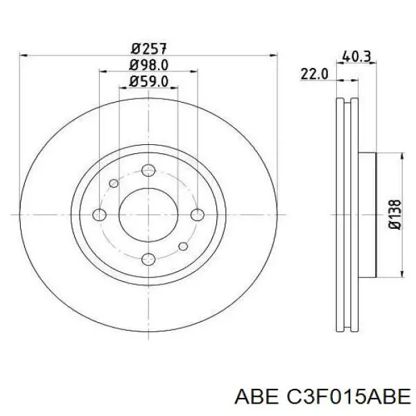 Comprar C3F015ABE ABE Freno de disco delantero