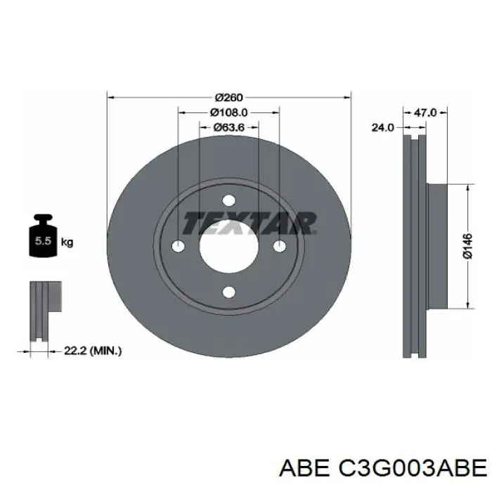 C3G003ABE ABE freno de disco delantero