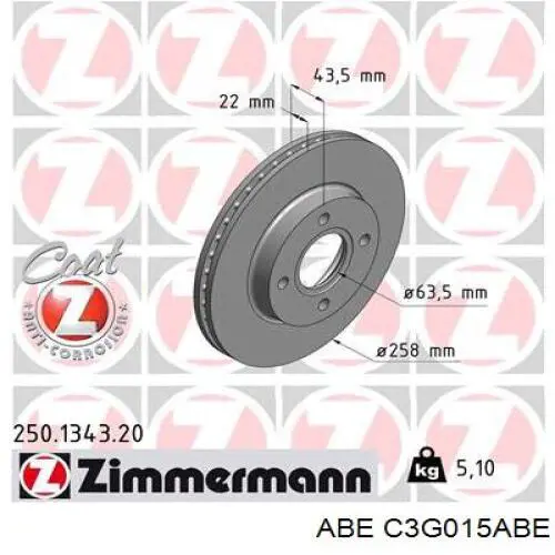 Comprar C3G015ABE ABE Freno de disco delantero