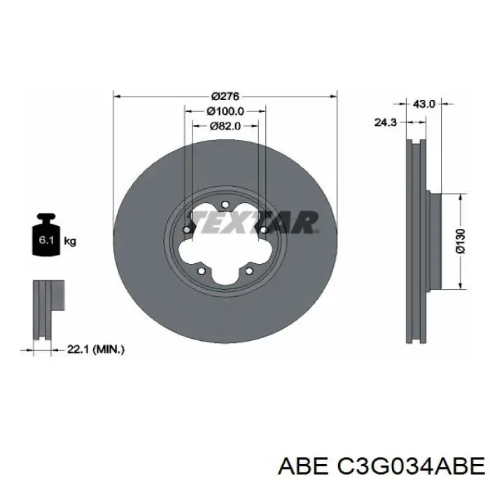 C3G034ABE ABE disco de freno delantero