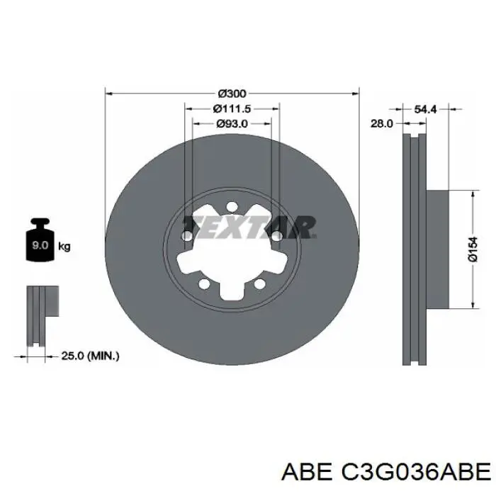 Freno de disco delantero Ford Transit 6 V347/8