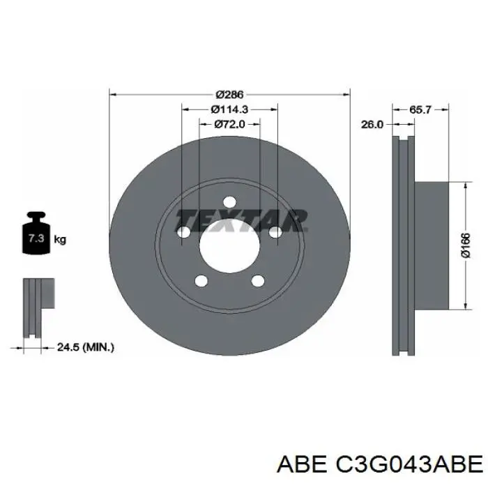C3G043ABE ABE disco de freno delantero