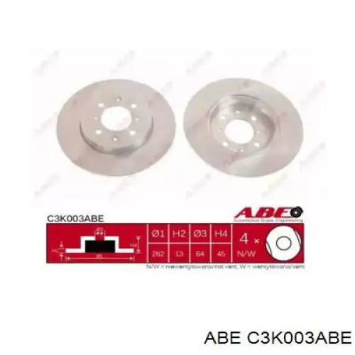 C3K003ABE ABE disco de freno delantero