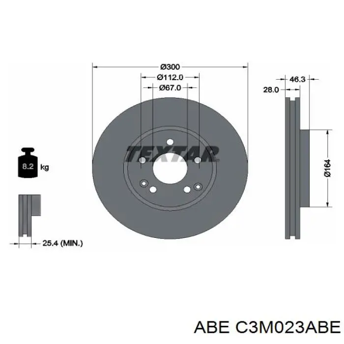 C3M023ABE ABE disco de freno delantero