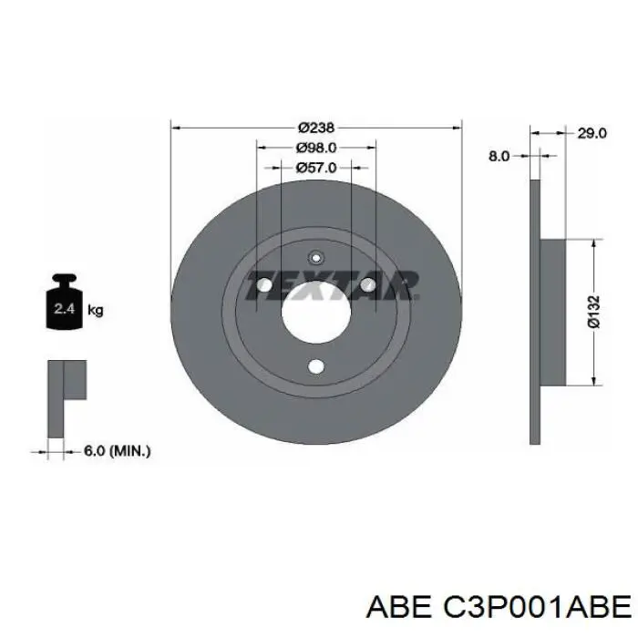 C3P001ABE ABE disco de freno delantero