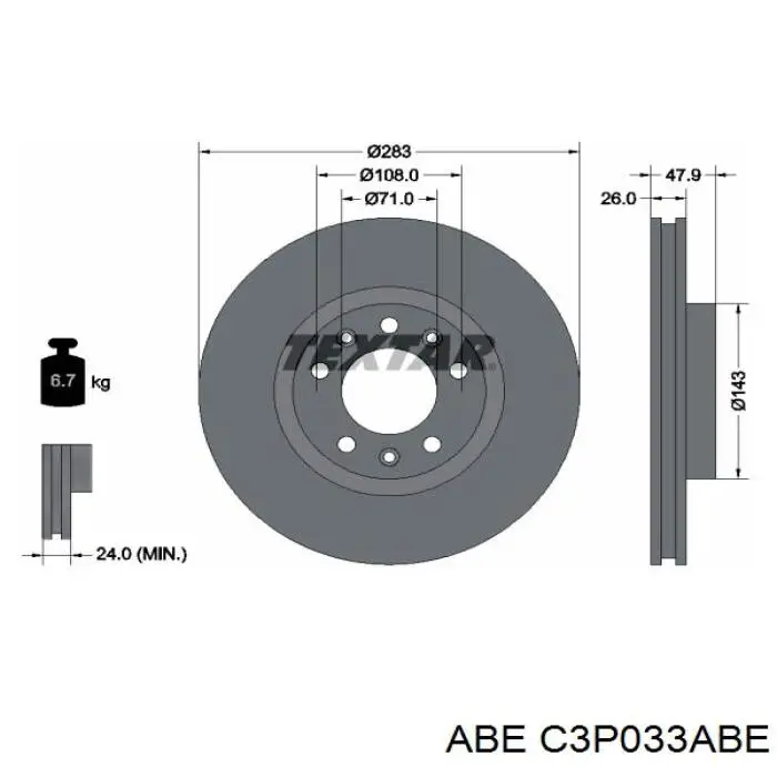 C3P033ABE ABE freno de disco delantero