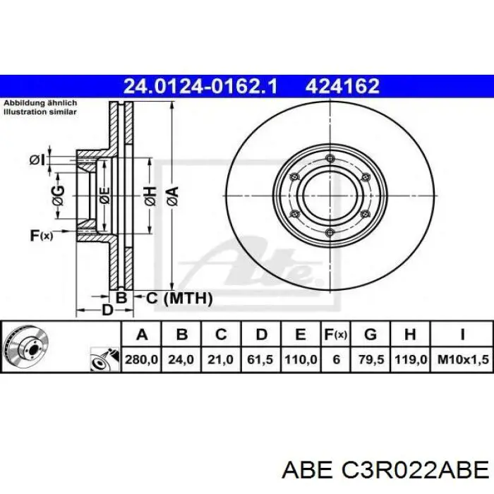 C3R022ABE ABE disco de freno delantero