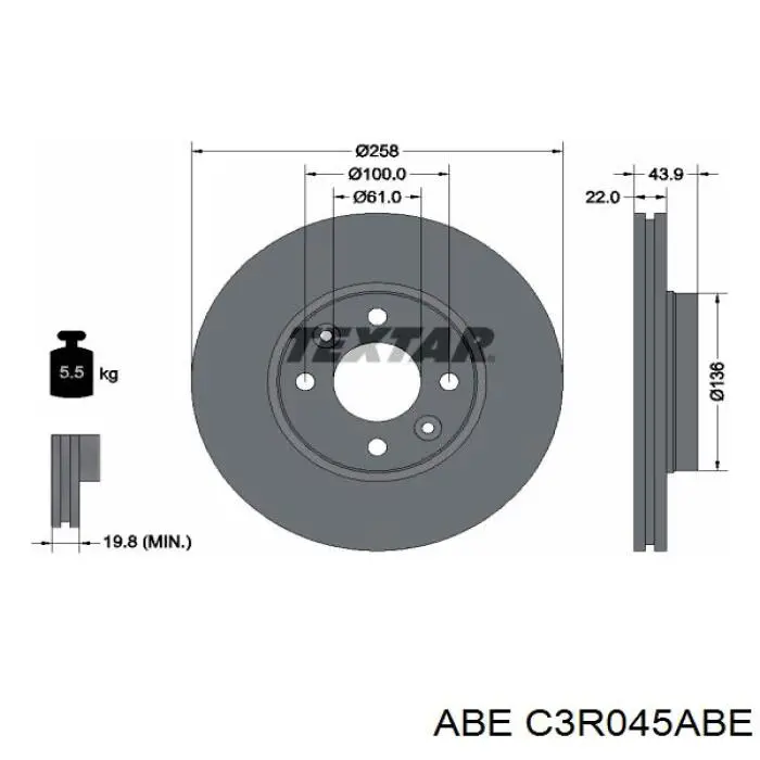 C3R045ABE ABE disco de freno delantero