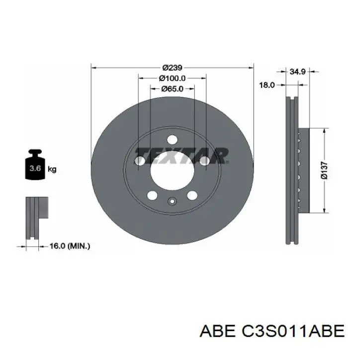 Comprar C3S011ABE ABE Freno de disco delantero