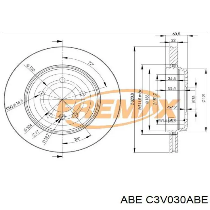 C3V030ABE ABE freno de disco delantero