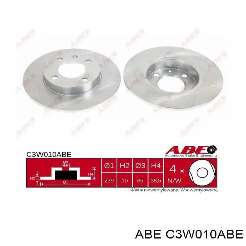 C3W010ABE ABE disco de freno delantero