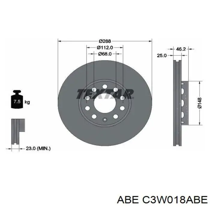 Comprar C3W018ABE ABE Freno de disco delantero