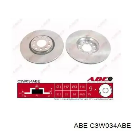Frenos delanteros ABE C3W034ABE precio, desde 55,53 EUR