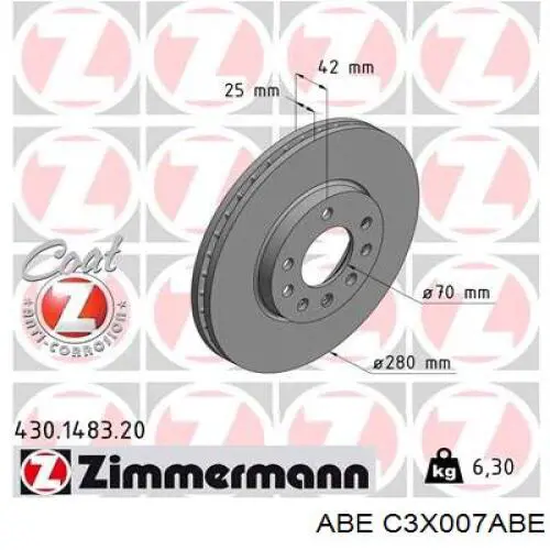 Comprar C3X007ABE ABE Freno de disco delantero