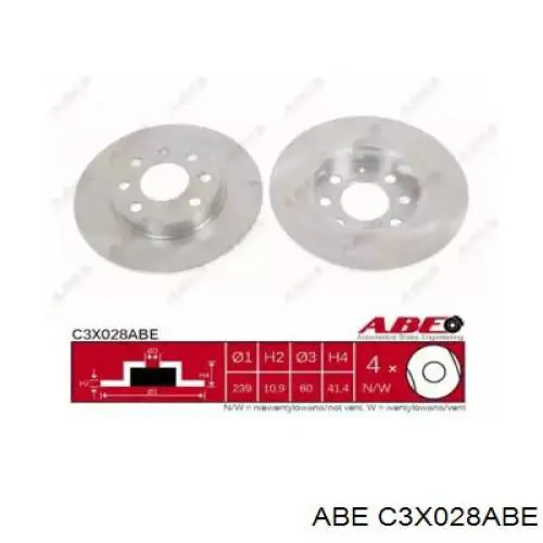 C3X028ABE ABE disco de freno delantero