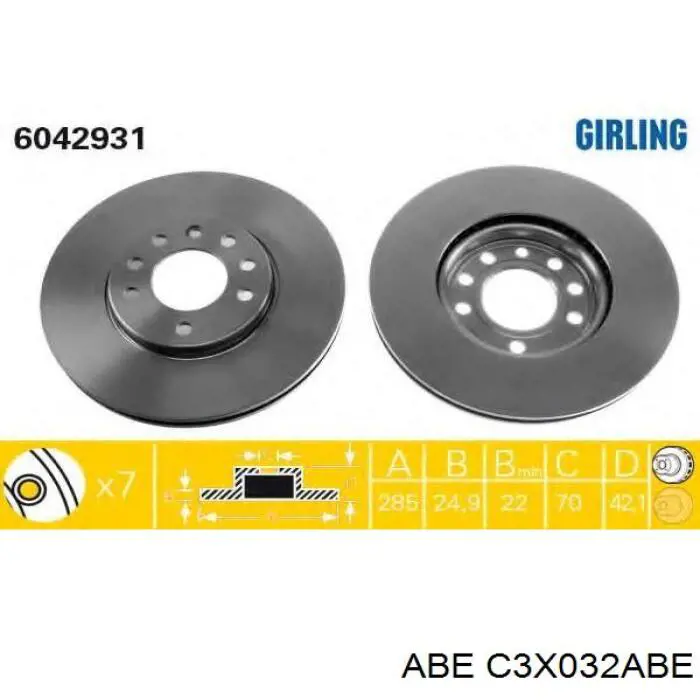 Disco de freno delantero ABE C3X032ABE