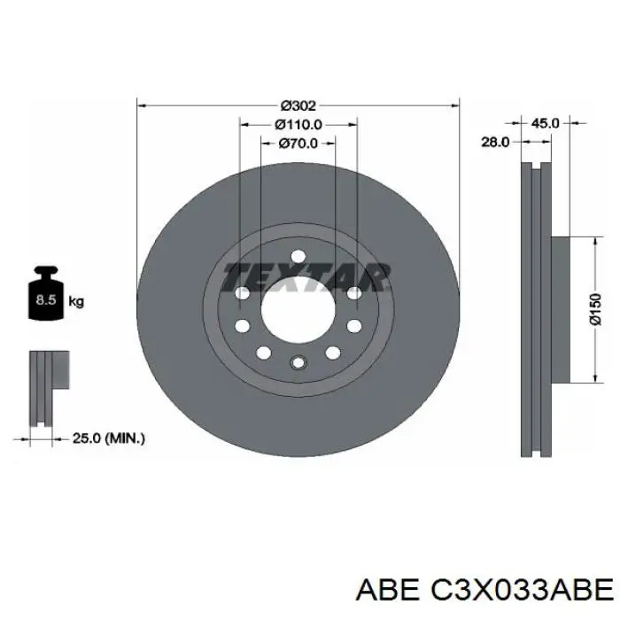 C3X033ABE ABE freno de disco delantero