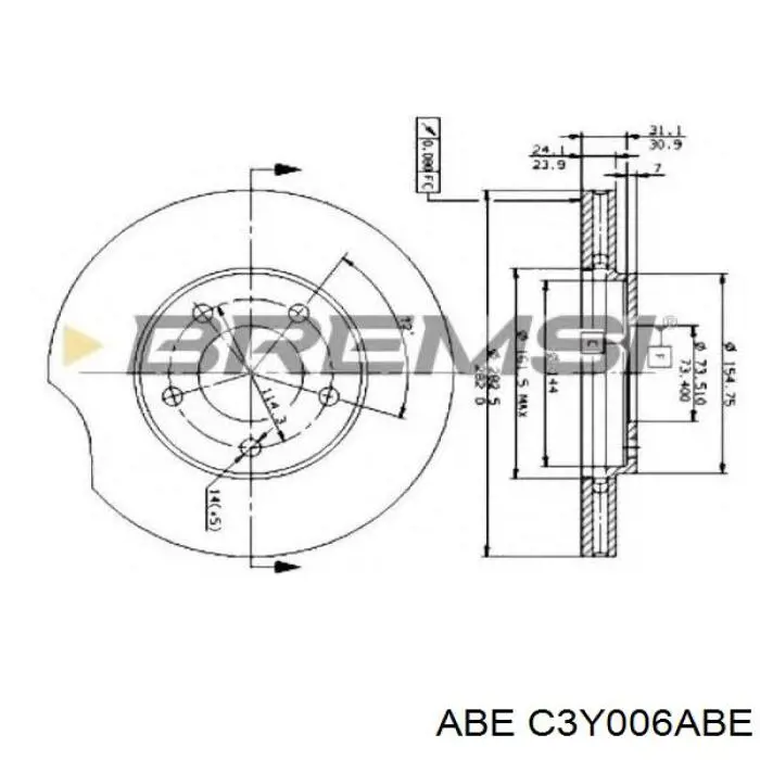 C3Y006ABE ABE freno de disco delantero