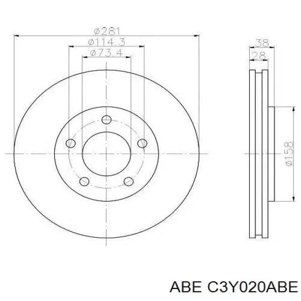 C3Y020ABE ABE disco de freno delantero