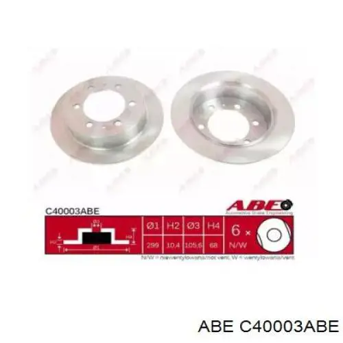 C40003ABE ABE disco de freno trasero