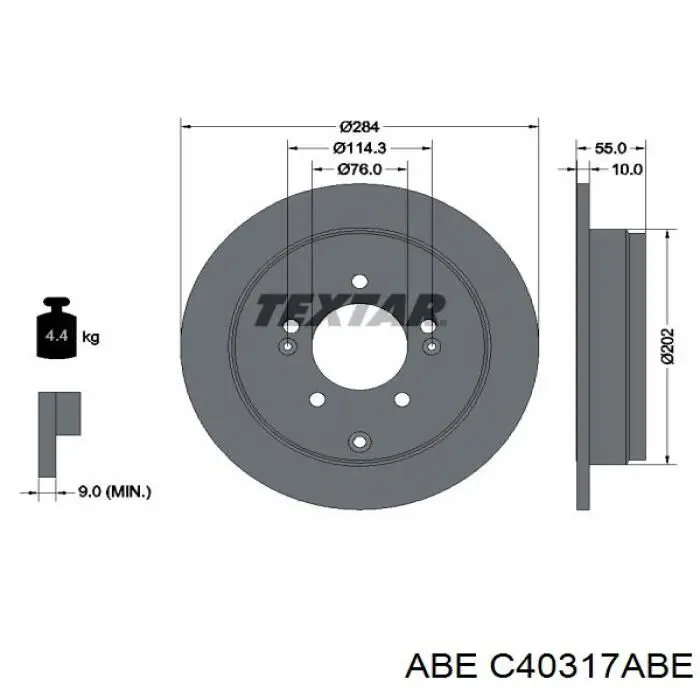 C40317ABE ABE disco de freno trasero