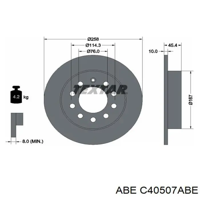 C40507ABE ABE disco de freno trasero