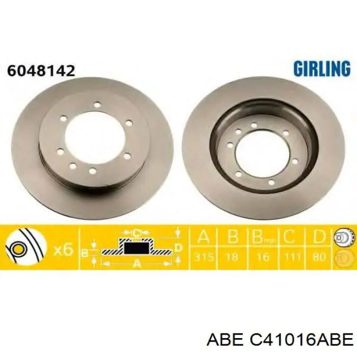 C41016ABE ABE disco de freno trasero