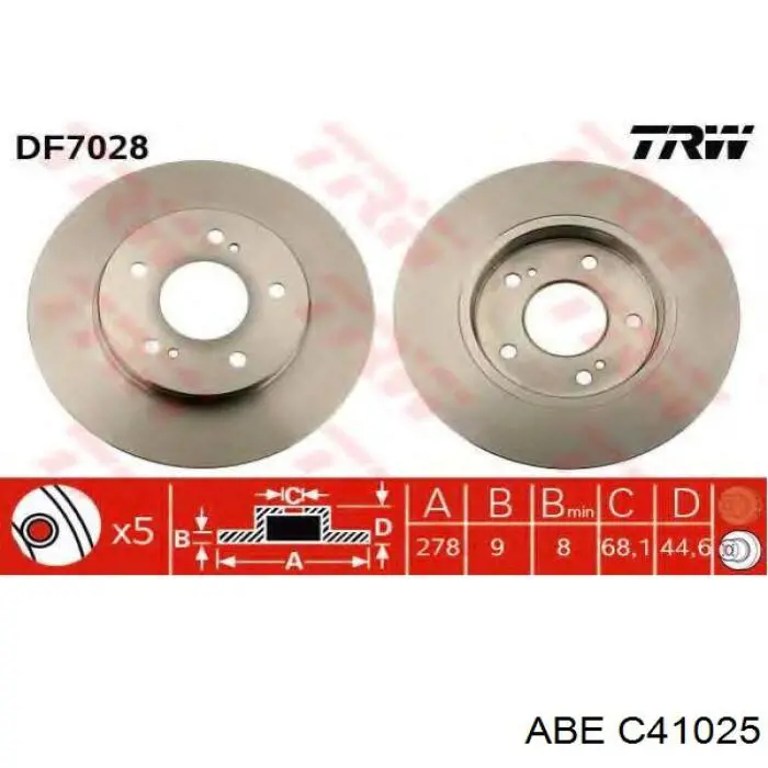 c41025 ABE disco de freno trasero