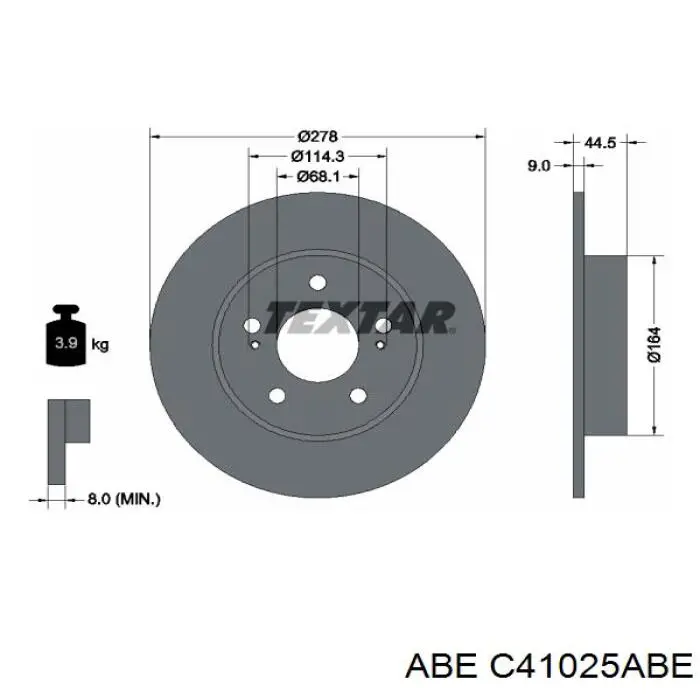 C41025ABE ABE disco de freno trasero
