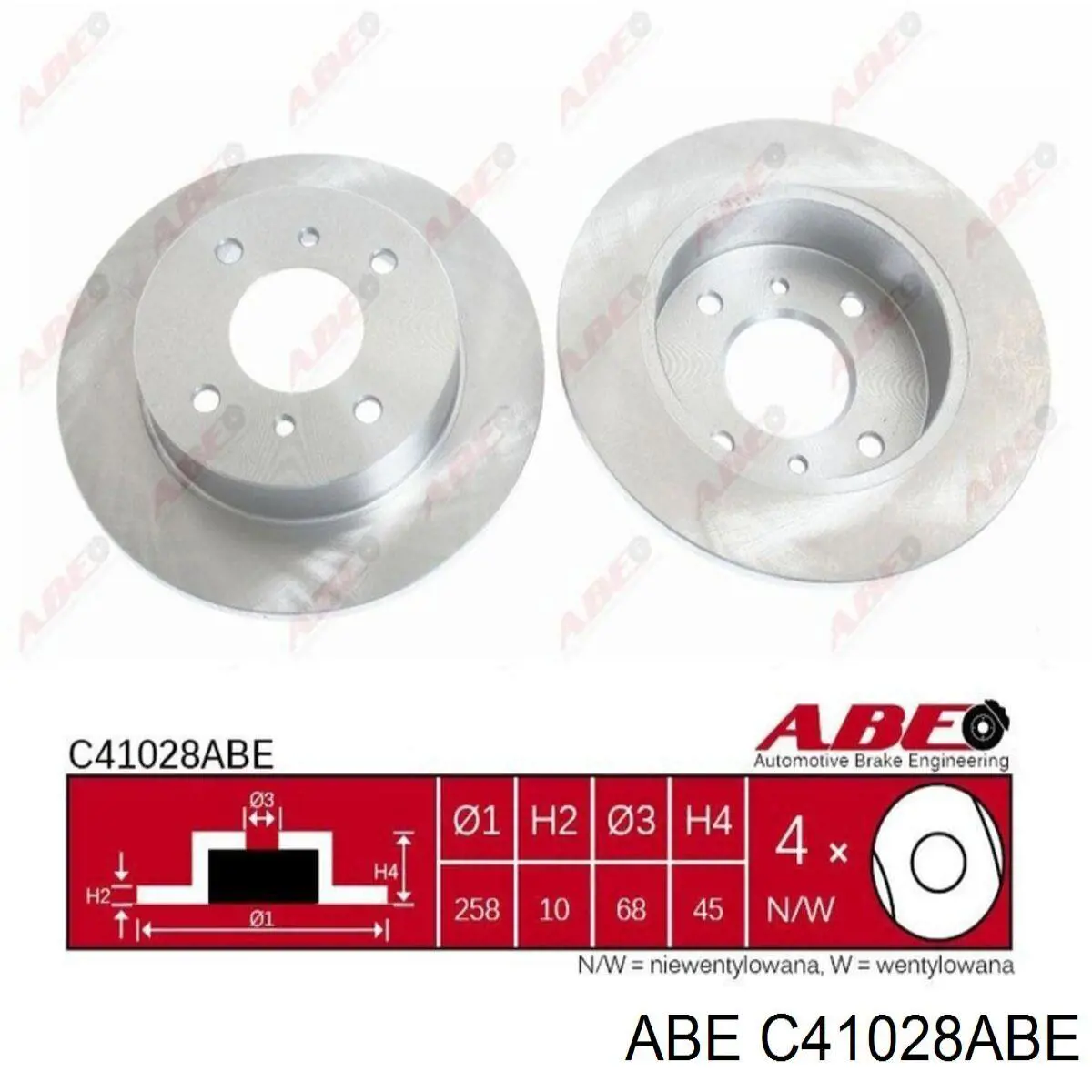 C41028ABE ABE disco de freno trasero