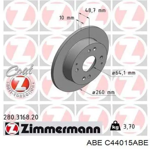 c44015abe ABE disco de freno trasero