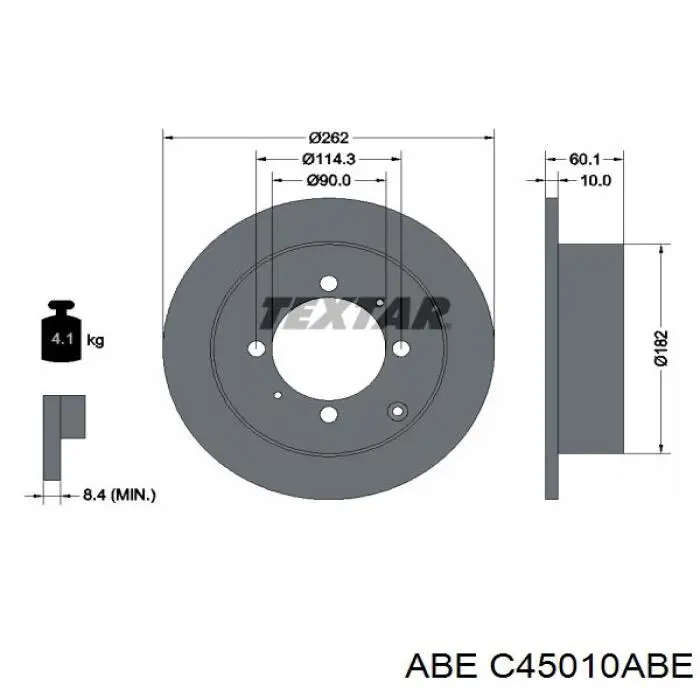 C45010ABE ABE disco de freno trasero