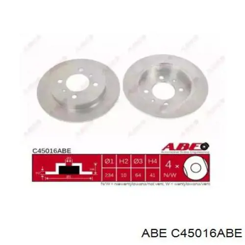 C45016ABE ABE disco de freno trasero
