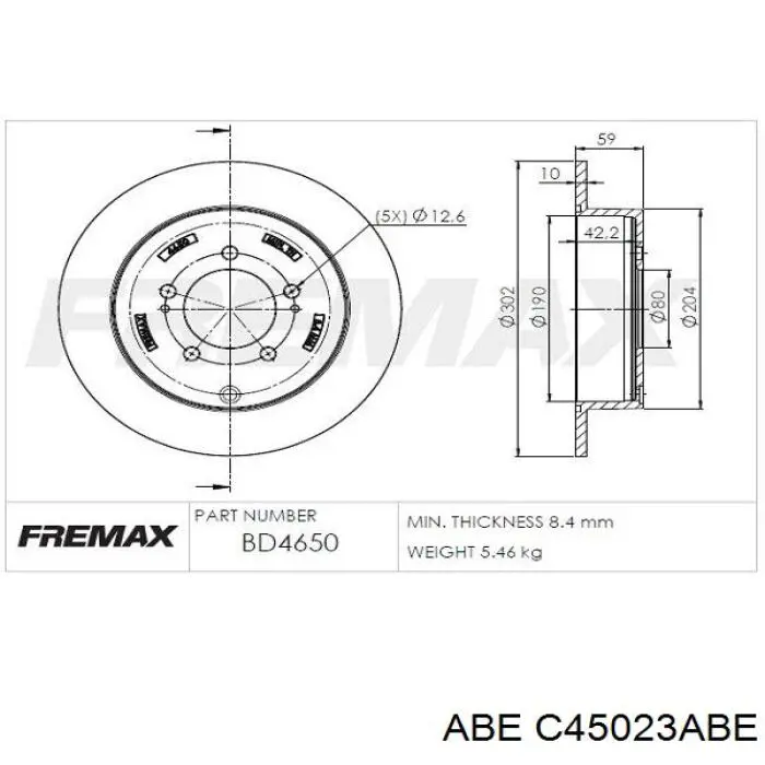 C45023ABE ABE Freno de disco trasero